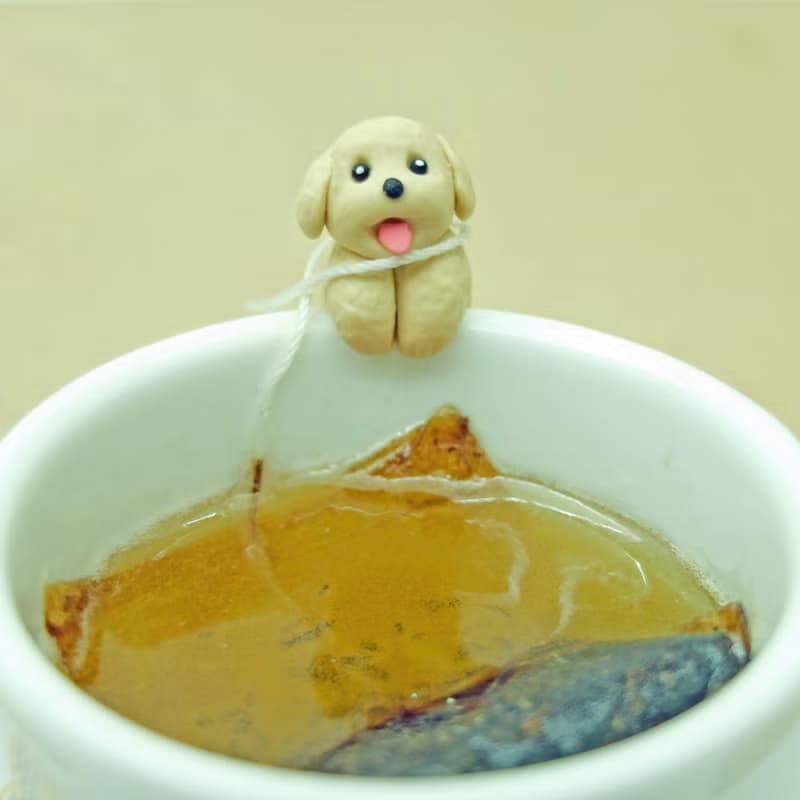 全手作- 灰色貴賓犬杯緣子 - 茶包架 掛杯