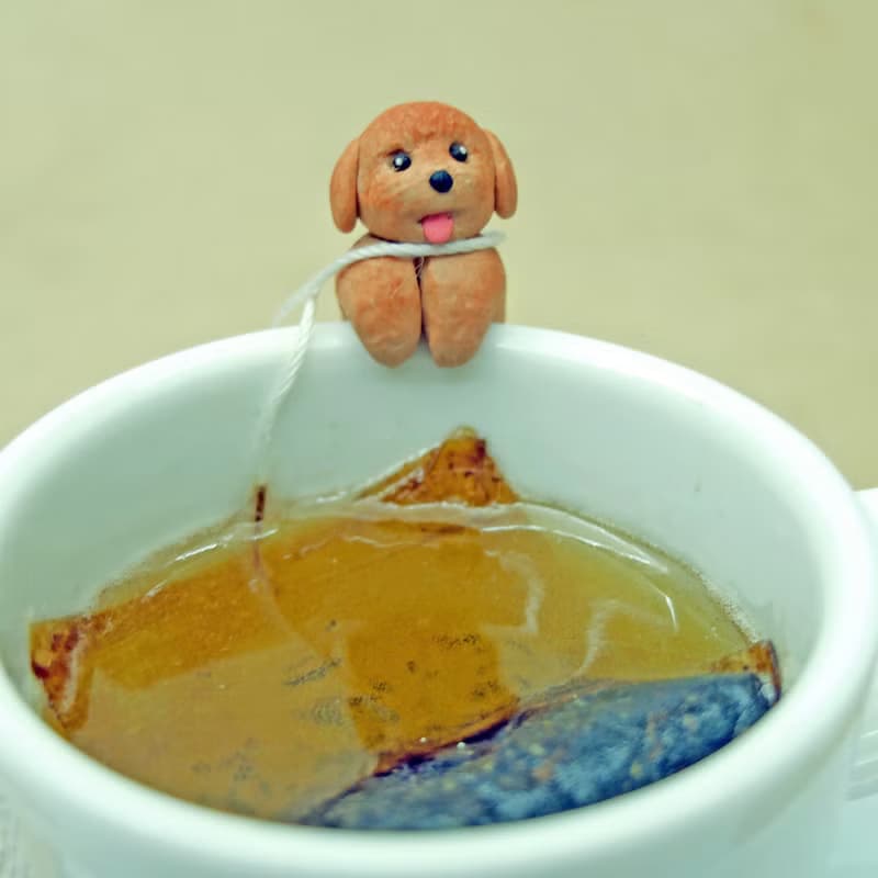 全手作- 灰色貴賓犬杯緣子 - 茶包架 掛杯