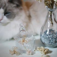 雪花精靈  花球垂墜式水晶花樹脂不對稱耳環