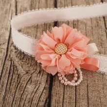 手工製作 粉紅雪紡花 彈性髮帶頭飾 百日宴彌月禮物  新手媽媽