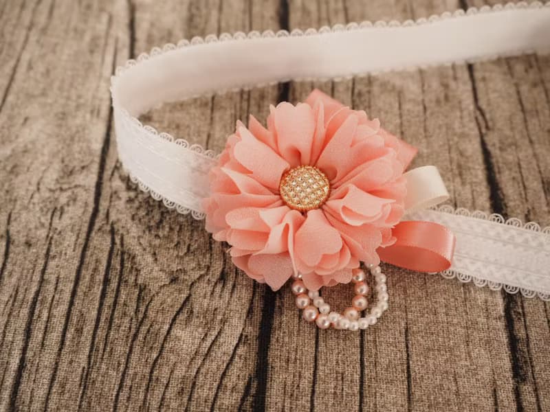 手工製作 粉紅雪紡花 彈性髮帶頭飾 百日宴彌月禮物  新手媽媽