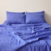 Violet linen sheet set / Flat+fitted sheet+2 pillowcases / Purple bedding