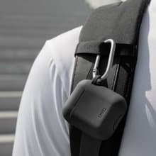 AirPods 1/2代Vencer矽膠保護套 配掛鉤防丟線-碳黑