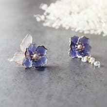 【暮藍耳環】 不對稱耳環 蝴蝶 手工銅線樹脂 耳環/耳夾