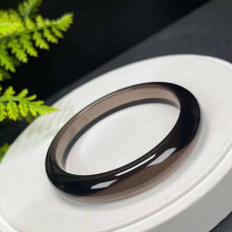 高品質 玻璃體冰曜石手鐲 63MM 高冰黑曜石手環 平安庇護招財聚氣