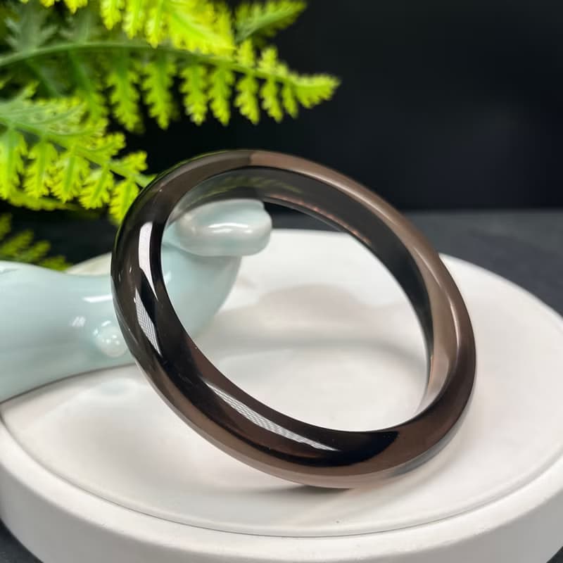 高品質 玻璃體冰曜石手鐲 63MM 高冰黑曜石手環 平安庇護招財聚氣