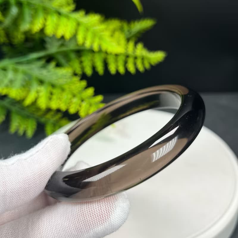 高品質 玻璃體冰曜石手鐲 63MM 高冰黑曜石手環 平安庇護招財聚氣