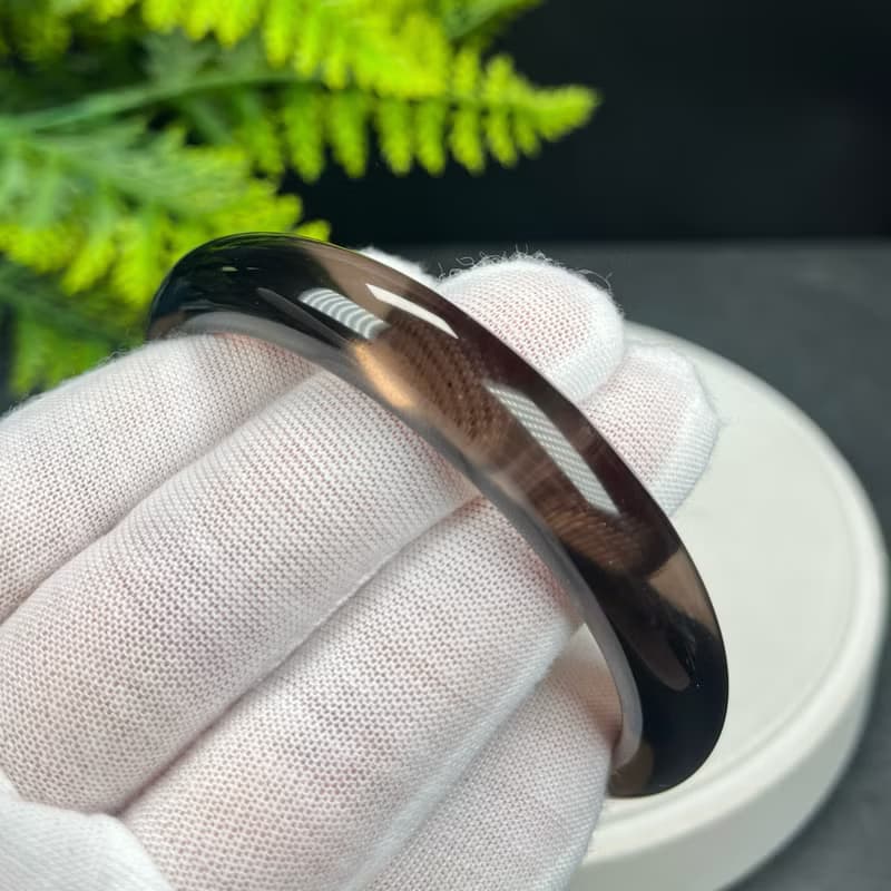 高品質 玻璃體冰曜石手鐲 63MM 高冰黑曜石手環 平安庇護招財聚氣