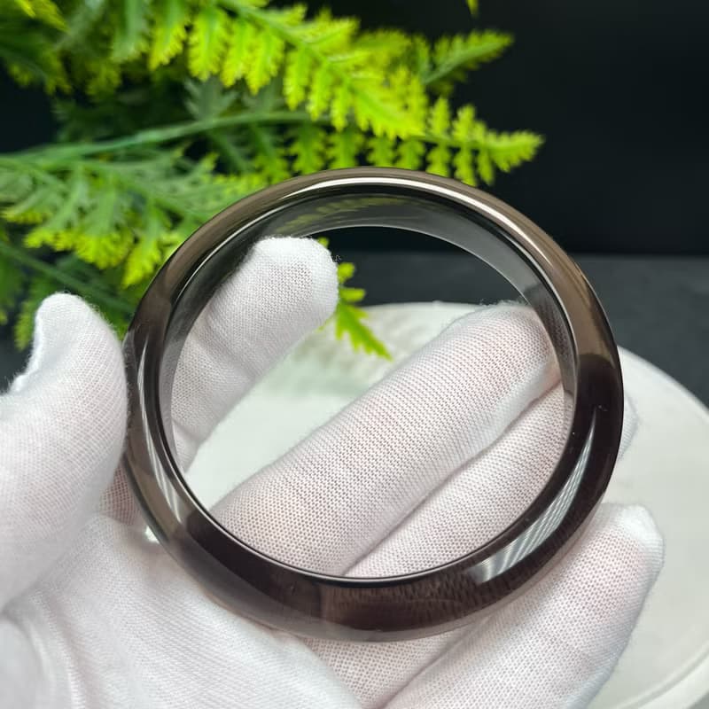 高品質 玻璃體冰曜石手鐲 63MM 高冰黑曜石手環 平安庇護招財聚氣
