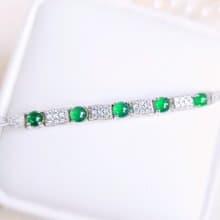 |財祿|a貨翡翠冰玻飽滿陽綠蛋面3.8mm純銀鍍18k低調奢華手鏈