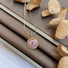 Re-Re蠶絲金工【情人節】香檳金14K系列 小玫瑰暮光項鍊 迷霧紫