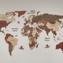 Named Capital - Wooden World Map, Wall Decoration for Homes and Offices