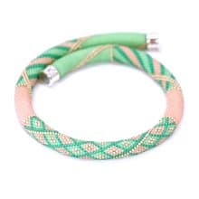 Seed Bead Necklace Bead Crocheted Necklace Pink Green Beaded Choker Gift For Her