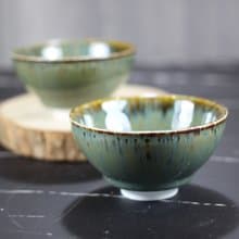 【母親節禮物】綠瀑 天目釉對杯組 茶碗 鶯歌陶藝名家葉敏祥作品