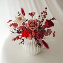 曲線瓶盆花-紅粉色