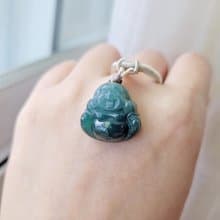 【親翠】天然翡翠 瓜地馬拉冰深藍綠半山半水彌勒佛項鍊 佛系