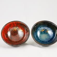 【大立窯】鎏金天長地久(魚戲)天目對杯  (7.5 x 4公分款-2入/盒)