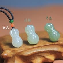 【小白菜】項鏈玉吊墜/男女款玉墜綠玉珮玉石/百財寓意招財