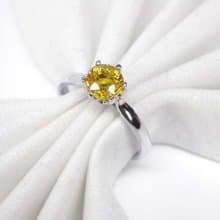 7 mm. Natural yellow sapphier ring silver sterling size 7.0 free resize