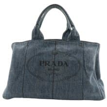 【日本直送】プラダ PRADA カナパトートL ハンドバッグ B1872B デニム 青 レディース【中古】