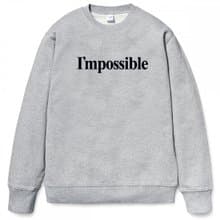 Impossible 中性 大學T 刷毛 灰色 秋冬禮物聖誕文字保暖文青設計