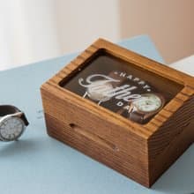 Wood watch box for man woman Engraved watch storage organizer Handcrafted box