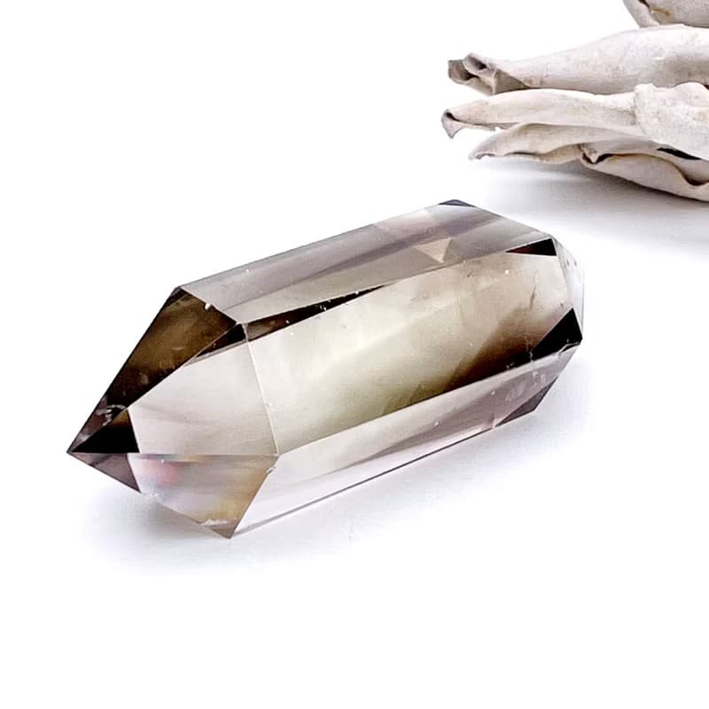重新。擺件 療癒 天然色帶 招財 l 魔晶宙斯 茶黃晶 雙尖 l