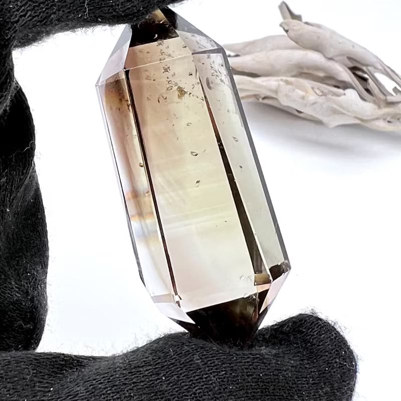 重新。擺件 療癒 天然色帶 招財 l 魔晶宙斯 茶黃晶 雙尖 l