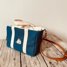 日系可愛刺繡貓 多功能肩背包斜背包 可拆卸可調節背帶內袋設計