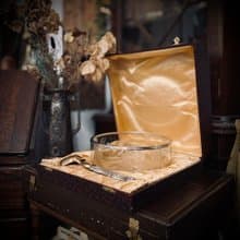 法國Belle Époque 蝴蝶結紋飾手柄 純銀×手工水晶甜品盆組