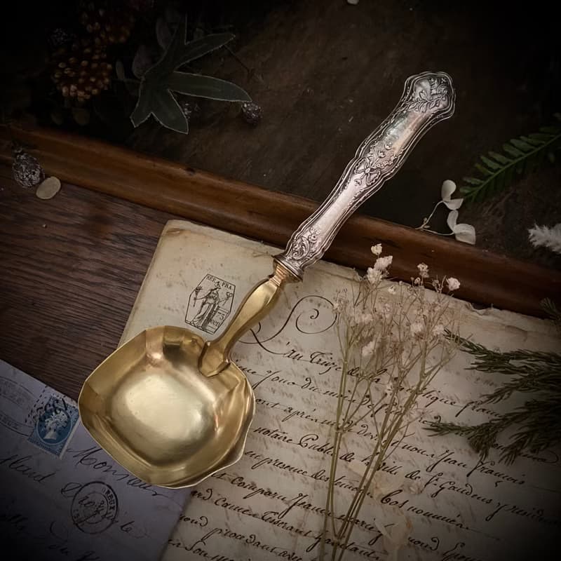 法國Belle Époque 蝴蝶結紋飾手柄 純銀×手工水晶甜品盆組