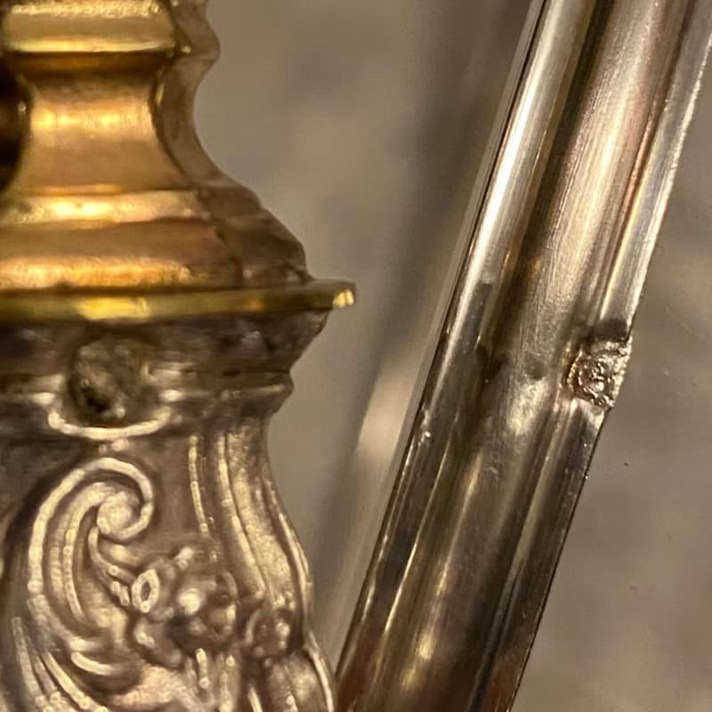 法國Belle Époque 蝴蝶結紋飾手柄 純銀×手工水晶甜品盆組