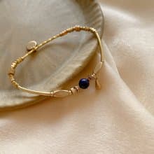 小晴天-青金石 黃銅手環