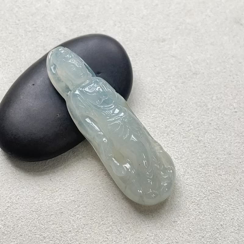 冰種翡翠觀音菩薩 | 天然緬甸玉翡翠A貨