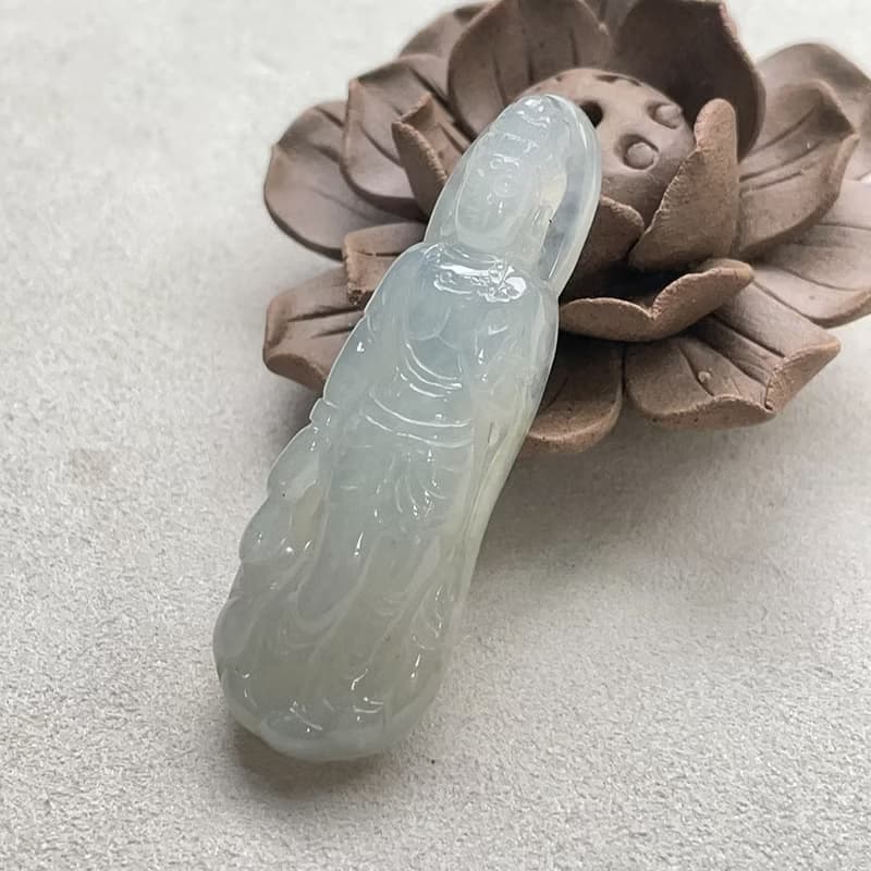 冰種翡翠觀音菩薩 | 天然緬甸玉翡翠A貨