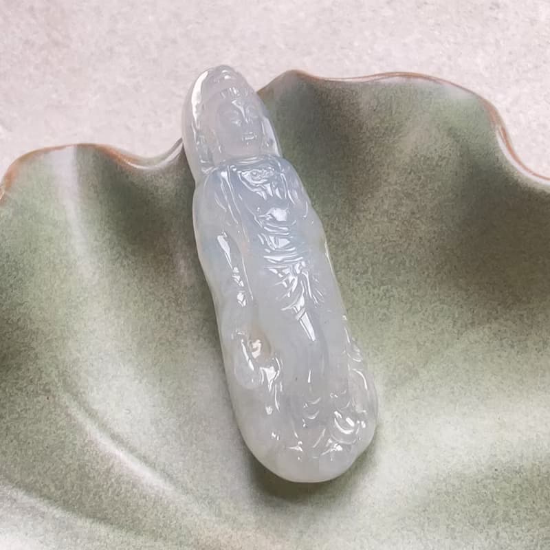 冰種翡翠觀音菩薩 | 天然緬甸玉翡翠A貨