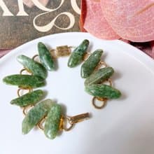 【西洋古董飾品】厚天然玉石原石 錶扣連續鏈圈 手鍊 手環