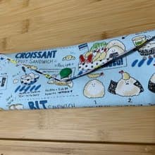 文青風環保筷袋  美食嚮宴 晴空藍 手作餐具袋.交換禮物.