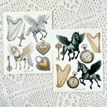 Unicorn sticker 2 types MIX (anns note) Music watch vintage