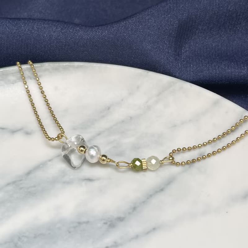 老林雜貨 | 橄欖石白水晶手鍊