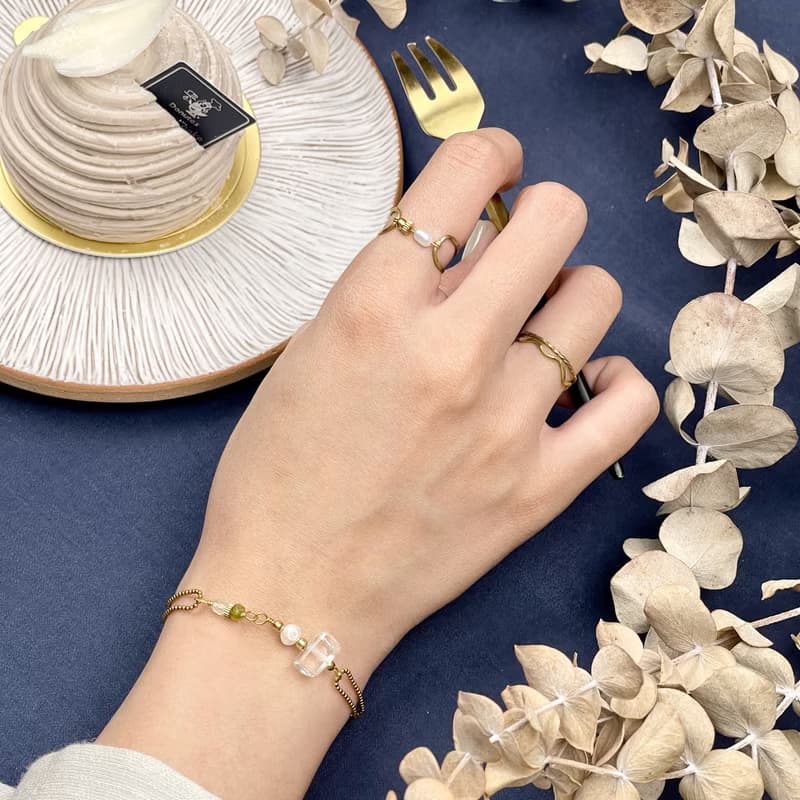 老林雜貨 | 橄欖石白水晶手鍊