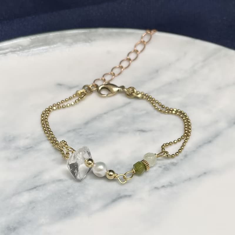 老林雜貨 | 橄欖石白水晶手鍊