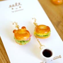 幸福.小熊Bagel.貝果配咖啡早餐.手工耳環 (現貨/預訂)