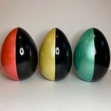 Sculpture Big City Lights, wood egg shape form, traffic lights, home decorating