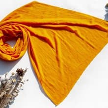 喀什米爾Cashmere/羊絨圍巾/純羊毛圍巾披巾/戒指絨披肩-夕陽橘色