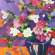 喇叭花花束 靜物 水粉畫 花卉藝術 野獸派 牆壁裝飾