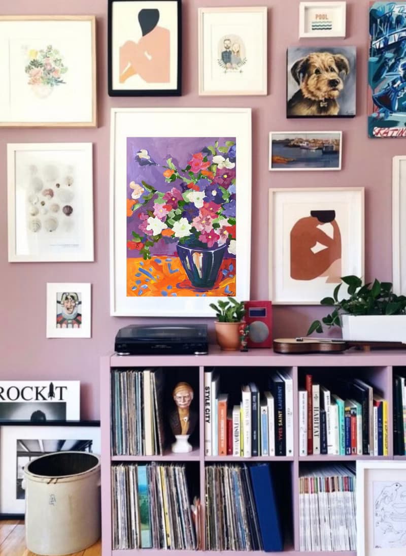 喇叭花花束 靜物 水粉畫 花卉藝術 野獸派 牆壁裝飾