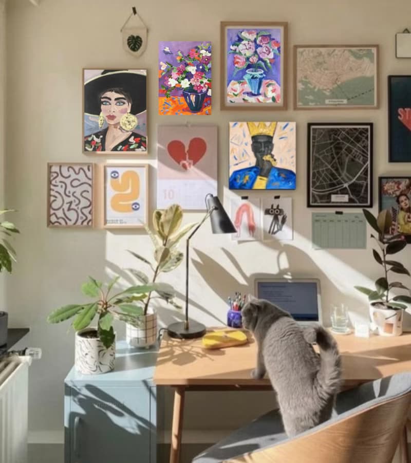 喇叭花花束 靜物 水粉畫 花卉藝術 野獸派 牆壁裝飾