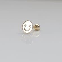 14K 俏皮笑臉鎖珠耳環(單個)耳骨 耳窩 不退色