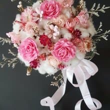 海藏設計│冰晶芙蓉。粉玫瑰永生乾燥捧花